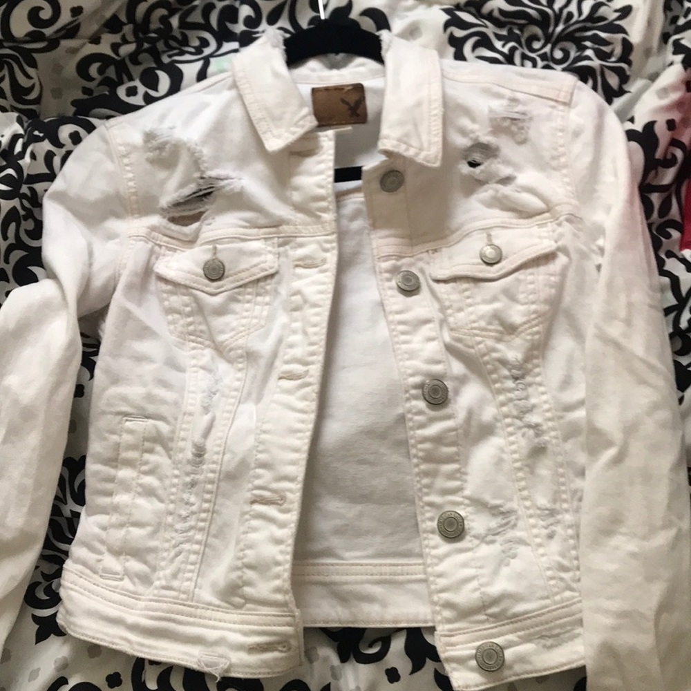 White denim ripped jacket